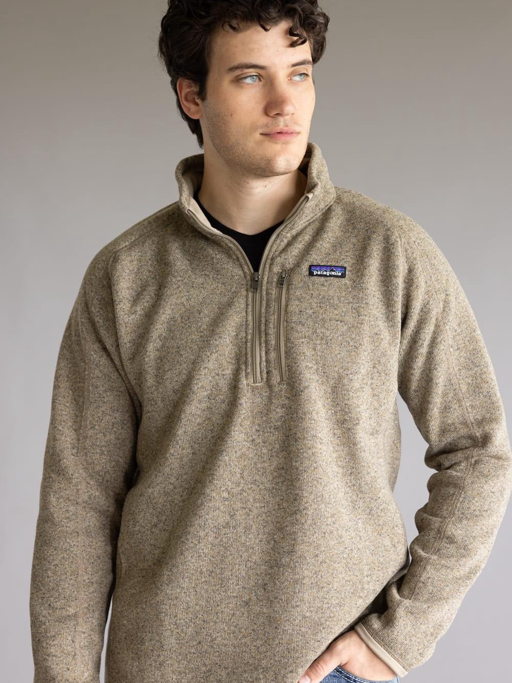 Patagonia Men’s Zip-Up Fleece Pullover — Taupe Heather